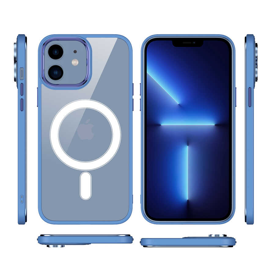 Apple iPhone 12 Uyumlu Kılıf Wireless Şarj Özellikli Zore Krom Magsafe Silikon Kapak - 1