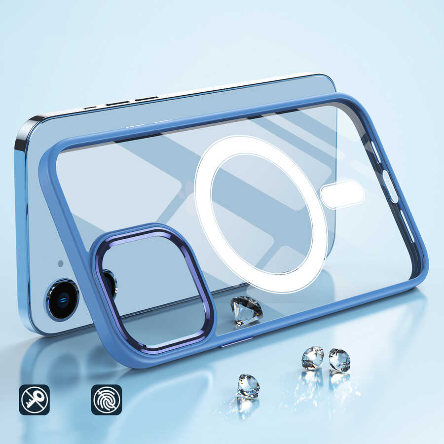 Apple iPhone 12 Uyumlu Kılıf Wireless Şarj Özellikli Zore Krom Magsafe Silikon Kapak - 5