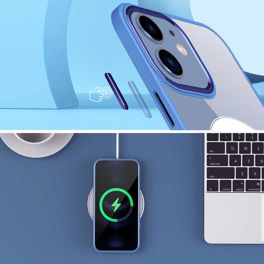 Apple iPhone 12 Uyumlu Kılıf Wireless Şarj Özellikli Zore Krom Magsafe Silikon Kapak - 6