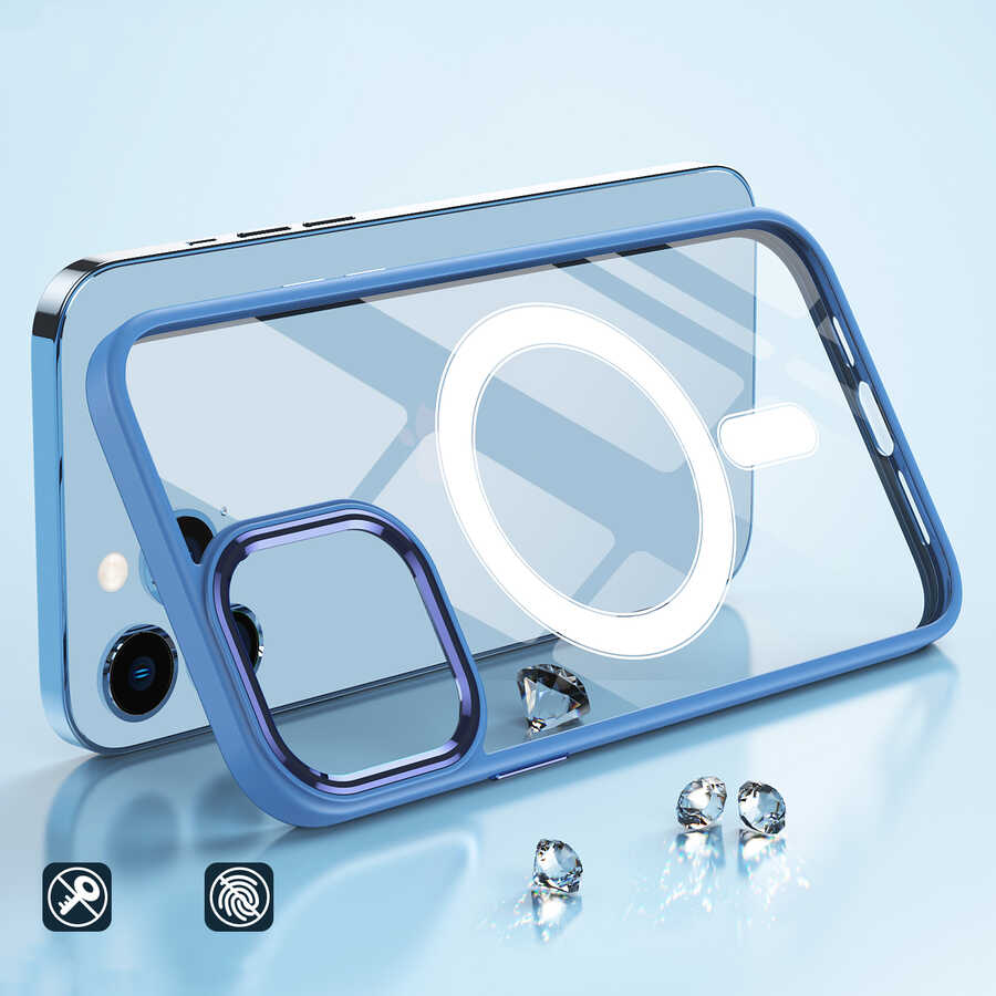 Apple iPhone 12 Pro Max Uyumlu Kılıf Wireless Şarj Özellikli Zore Krom Magsafe Silikon Kapak - 5