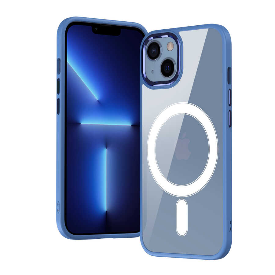 Apple iPhone 13 Uyumlu Kılıf Wireless Şarj Özellikli Zore Krom Magsafe Silikon Kapak - 2