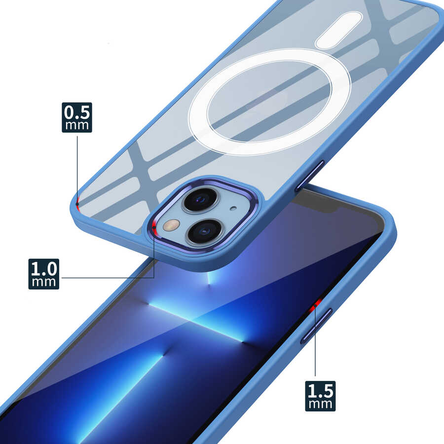 Apple iPhone 13 Uyumlu Kılıf Wireless Şarj Özellikli Zore Krom Magsafe Silikon Kapak - 3