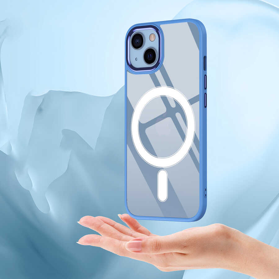 Apple iPhone 13 Uyumlu Kılıf Wireless Şarj Özellikli Zore Krom Magsafe Silikon Kapak - 7