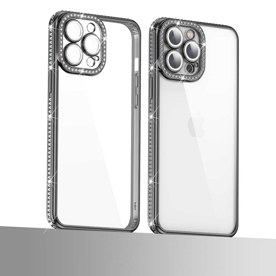 Apple iPhone 12 Pro Uyumlu Kılıf Kamera Korumalı Taşlı Zore Mina Kapak - 3