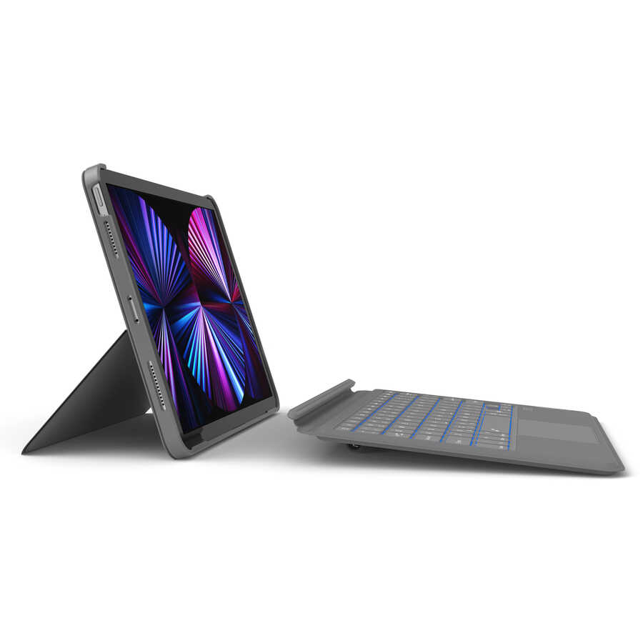 Apple iPad 10.2 2021 Uyumlu (9.Nesil) Wiwu Combo Led Işıklı Magnetik Standlı Klavyeli Kılıf - 6