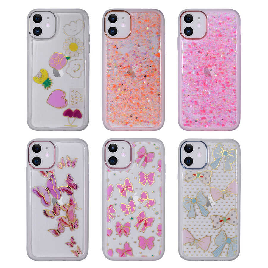 Apple iPhone 11 Uyumlu Kılıf Figürlü Desenli Işıltılı Sert Zore Sos Kapak - 1