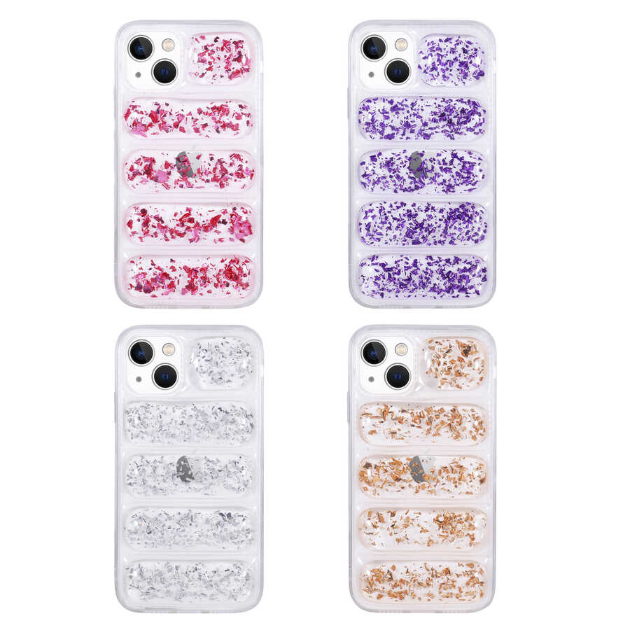 Apple iPhone 13 Uyumlu Kılıf Kamera Korumalı Simli Airbag'li Zore Dalga Kapak - 1