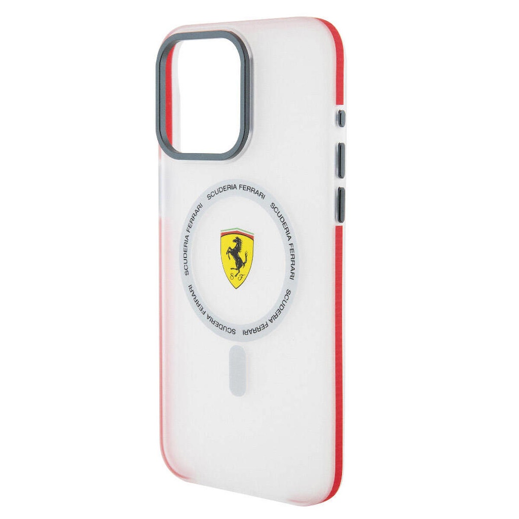 Apple iPhone 15 Pro Max Uyumlu Kılıf Ferrari Orjinal Lisanslı Magsafe Şarj Özellikli Kontrast Bumper SF Ring Kapak
