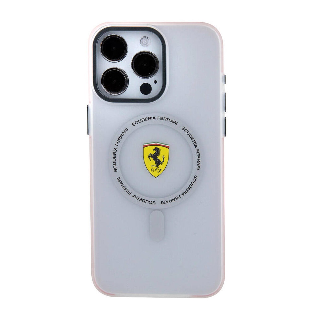 Apple iPhone 15 Pro Max Uyumlu Kılıf Ferrari Orjinal Lisanslı Magsafe Şarj Özellikli Kontrast Bumper SF Ring Kapak