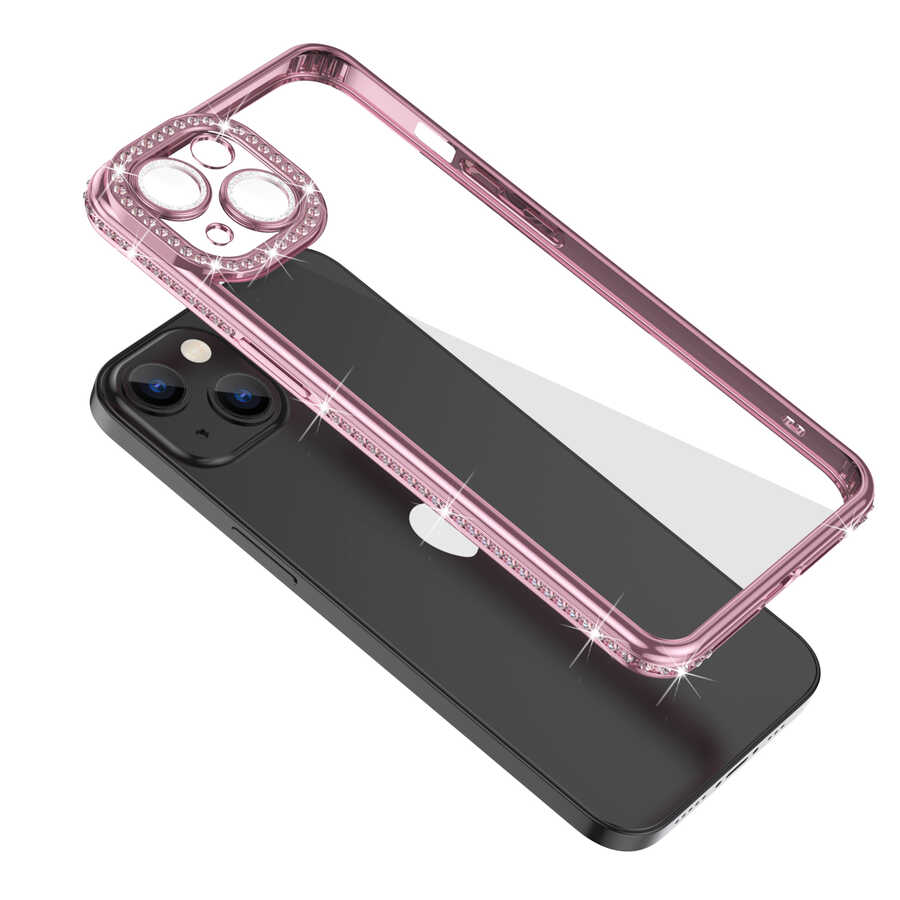 Apple iPhone 13 Uyumlu Kılıf Kamera Korumalı Taşlı Zore Mina Kapak - 2