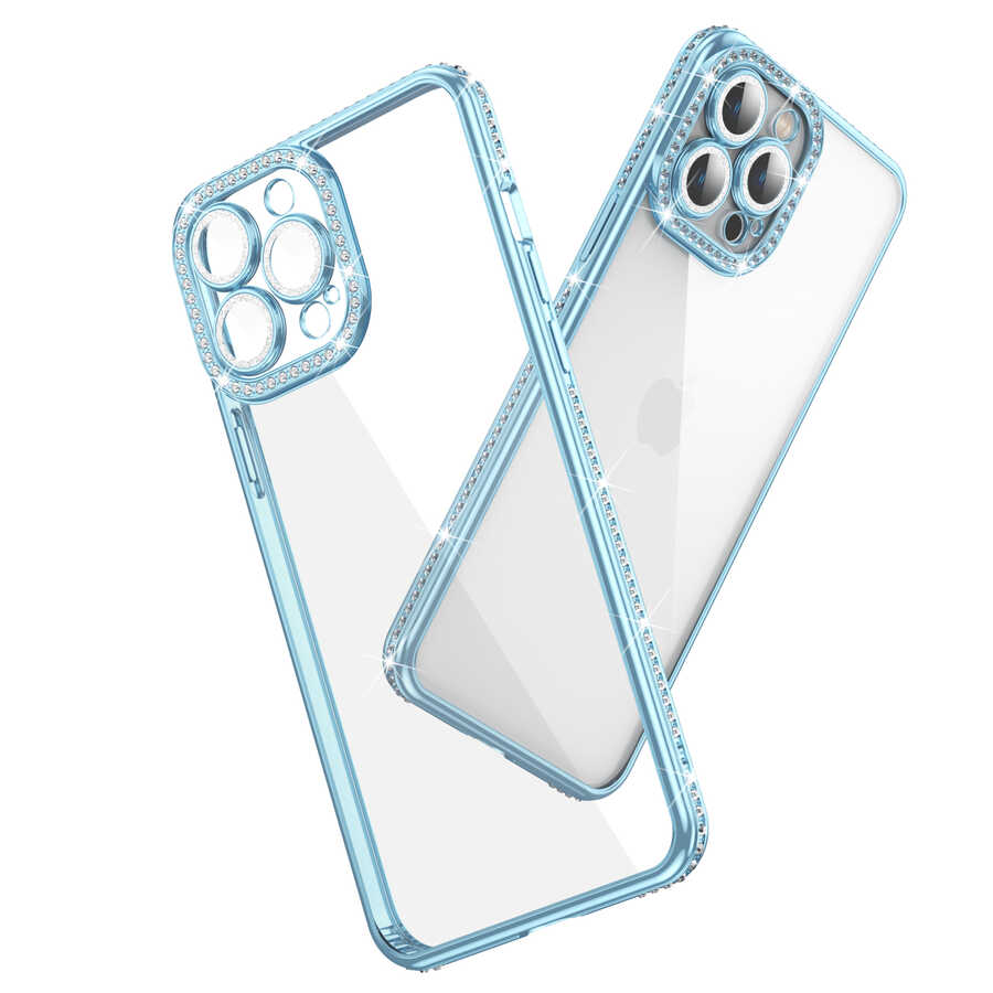 Apple iPhone 13 Pro Max Uyumlu Kılıf Kamera Korumalı Taşlı Zore Mina Kapak - 1