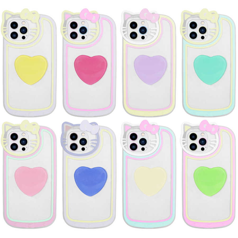 Apple iPhone 13 Pro Max Uyumlu Kılıf Kedi Figürlü Transparan Pop Soketli Zore Ritmik Kapak - 1