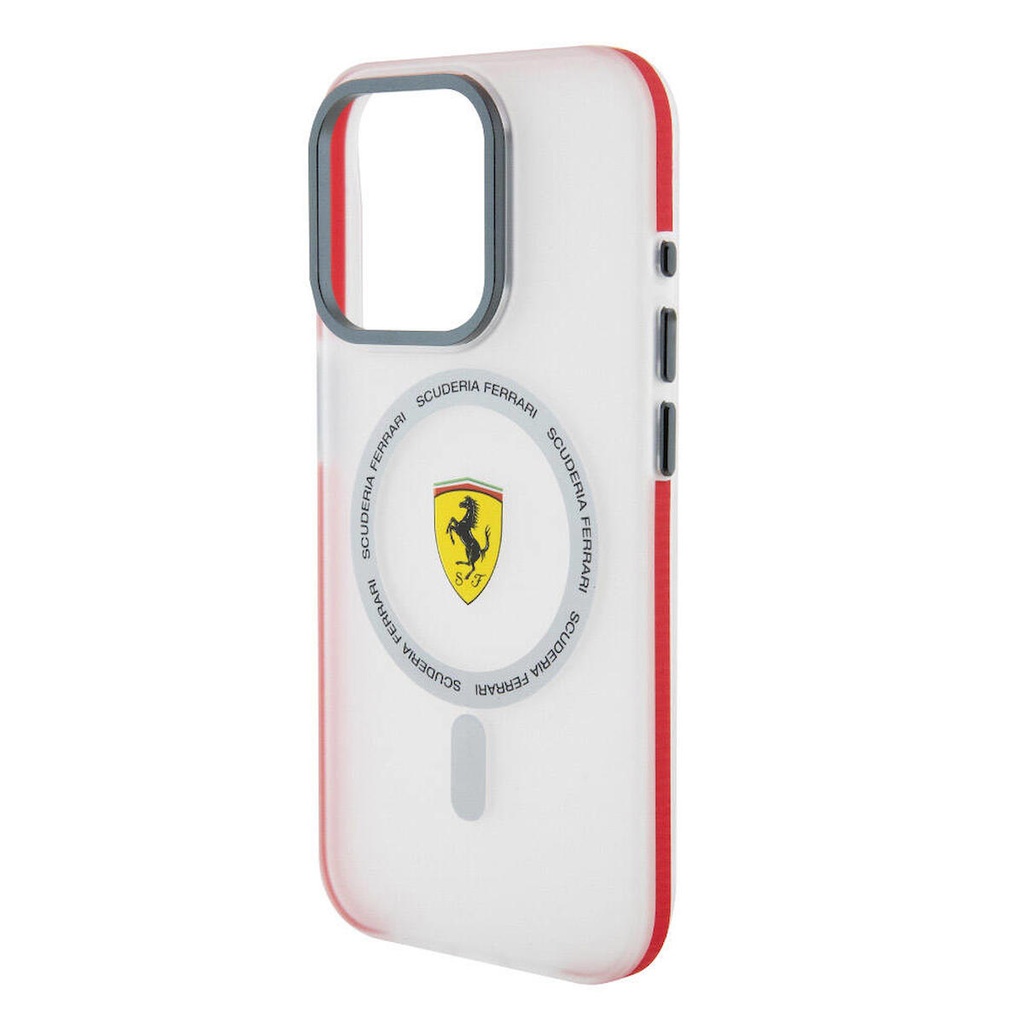 Apple iPhone 15 Pro Uyumlu Kılıf Ferrari Orjinal Lisanslı Magsafe Şarj Özellikli Kontrast Bumper SF Ring Kapak