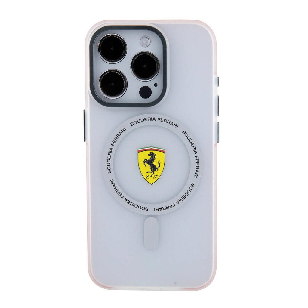 Apple iPhone 15 Pro Uyumlu Kılıf Ferrari Orjinal Lisanslı Magsafe Şarj Özellikli Kontrast Bumper SF Ring Kapak