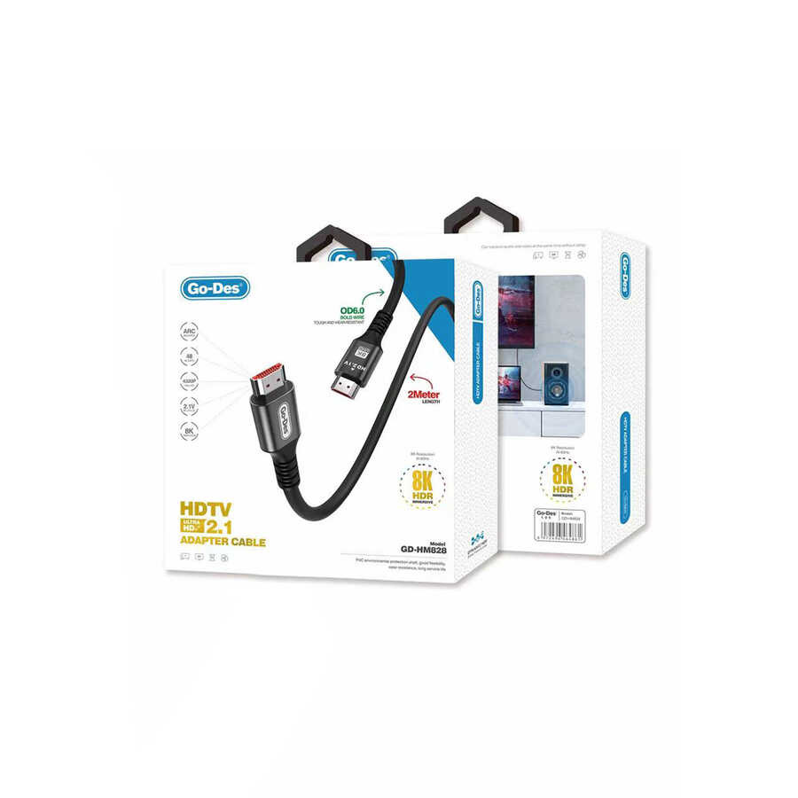 Go Des GD-HM828 HDTV Görüntü ve Ses Aktarıcı HDMI Kablo Ultra HD 8K 4320p 2 metre - 1