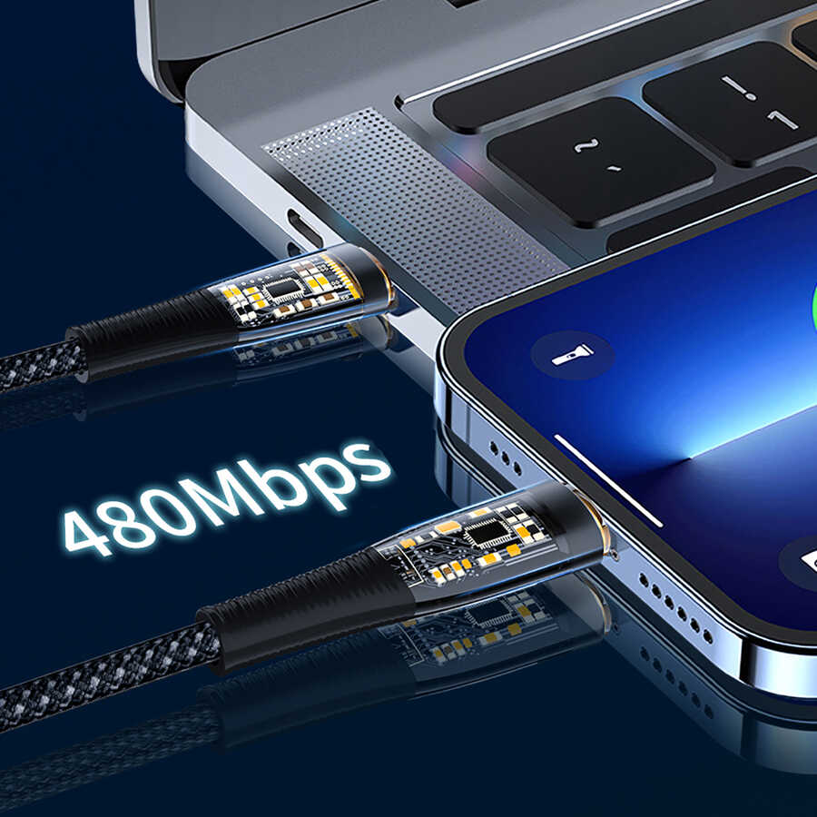 Wiwu TM02 Type-C to Type-C PD Data Kablo 480Mbps 100W 2 metre - 8