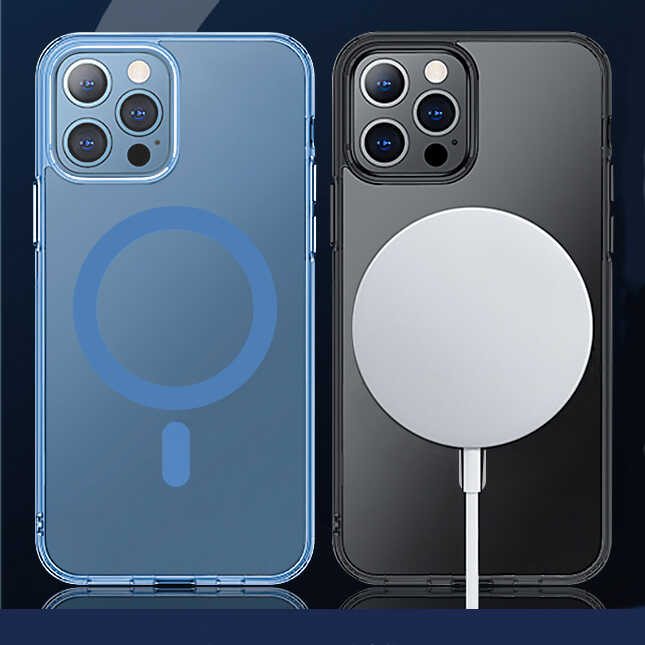 Apple iPhone 13 Pro Max Uyumlu Wiwu Magsafe Şarj Özellikli Lens Korumalı Şeffaf Silikon Kapak - 12