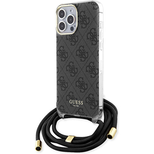 Apple iPhone 15 Pro Max Uyumlu Kılıf Guess Orjinal Lisanslı Çapraz Kordon 4G Desenli Kapak