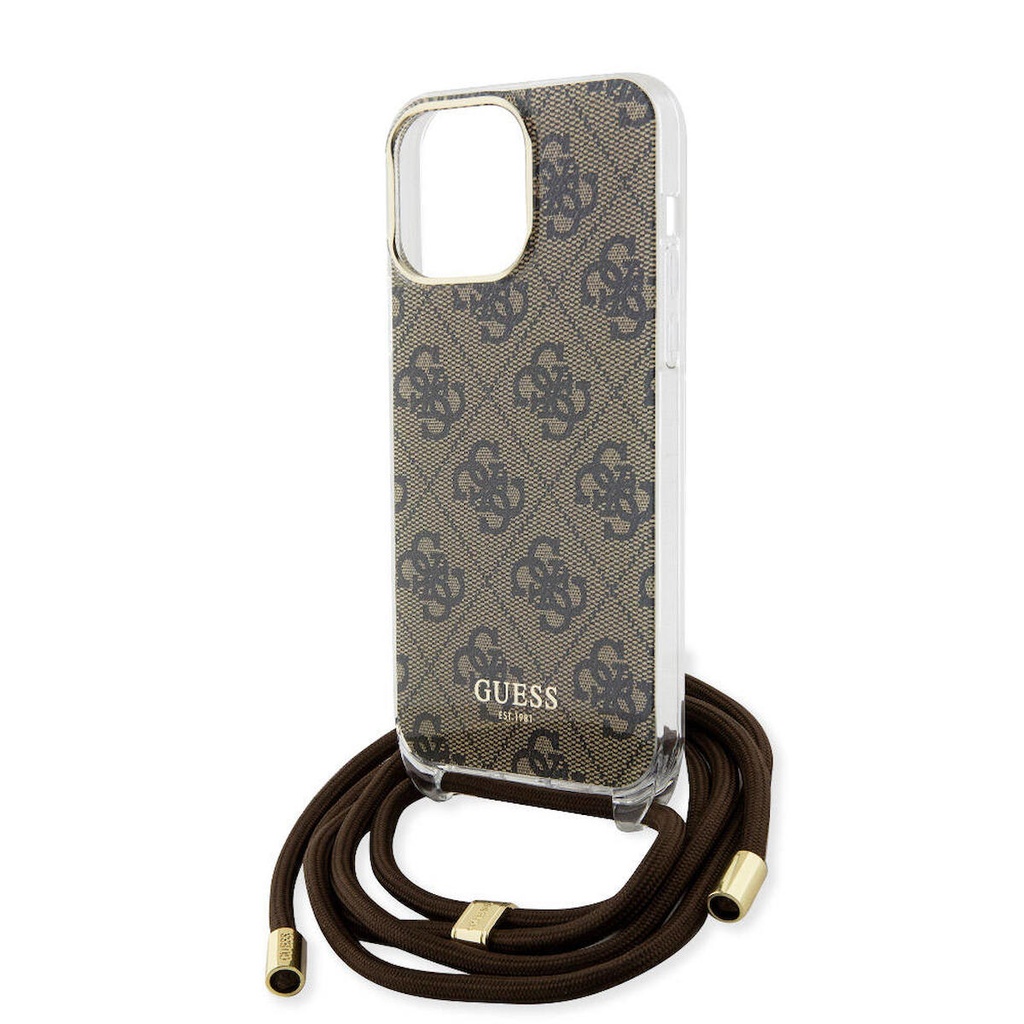 Apple iPhone 15 Pro Max Uyumlu Kılıf Guess Orjinal Lisanslı Çapraz Kordon 4G Desenli Kapak