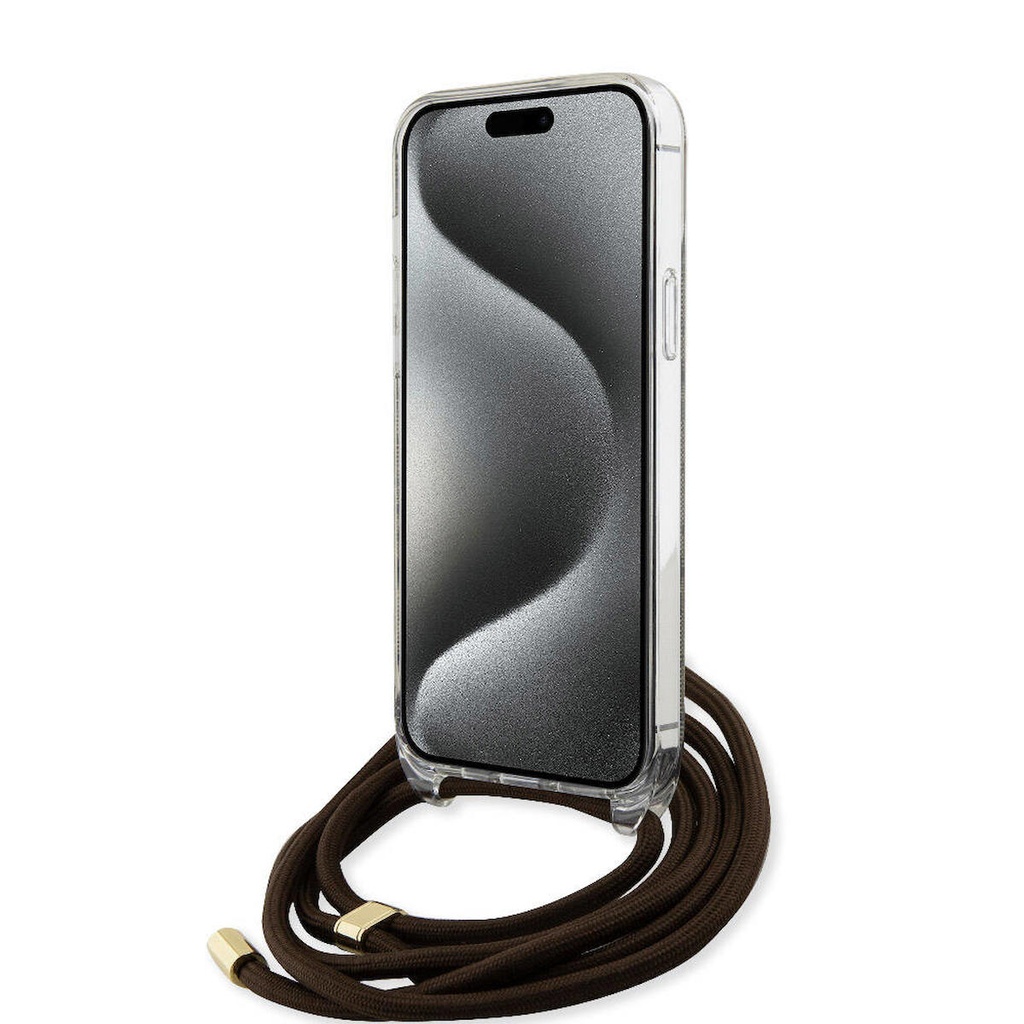 Apple iPhone 15 Pro Max Uyumlu Kılıf Guess Orjinal Lisanslı Çapraz Kordon 4G Desenli Kapak