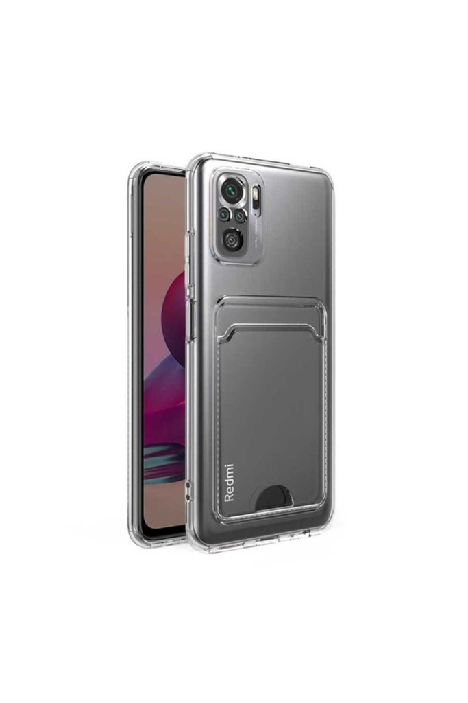 Xiaomi Redmi Note 10 Uyumlu Kılıf Kartlıklı Şeffaf Zore Setra Clear Silikon Kapak