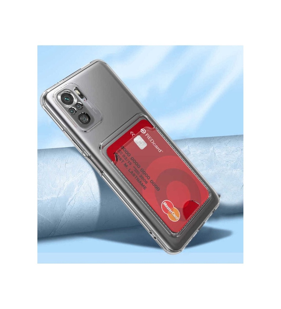Xiaomi Redmi Note 10S Uyumlu Kılıf Kartlıklı Şeffaf Zore Setra Clear Silikon Kapak