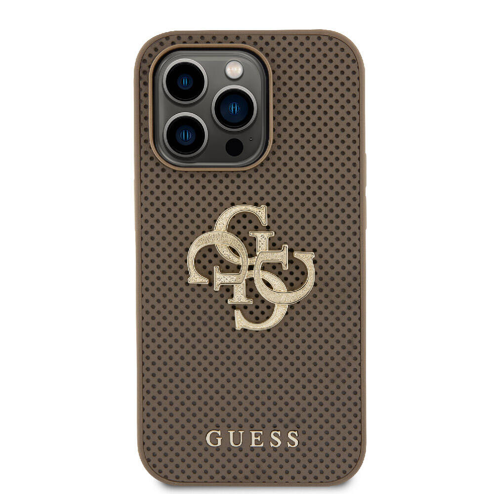 Apple iPhone 15 Pro Max Uyumlu Kılıf Guess Orjinal Lisanslı Delikli Yazı ve 4G Glitter Büyük Metal Logolu Kapak - 2