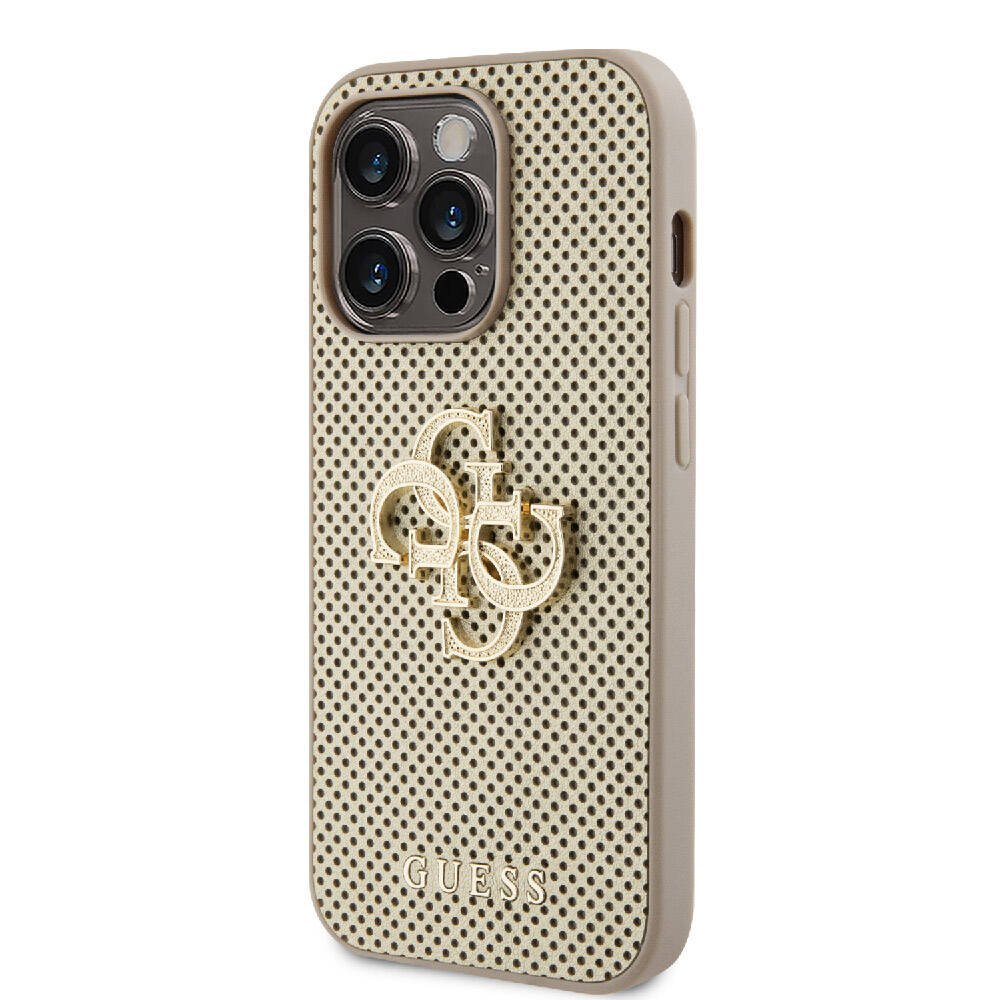 Apple iPhone 15 Pro Max Uyumlu Kılıf Guess Orjinal Lisanslı Delikli Yazı ve 4G Glitter Büyük Metal Logolu Kapak - 8