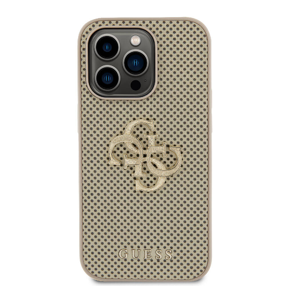 Apple iPhone 15 Pro Max Uyumlu Kılıf Guess Orjinal Lisanslı Delikli Yazı ve 4G Glitter Büyük Metal Logolu Kapak - 9
