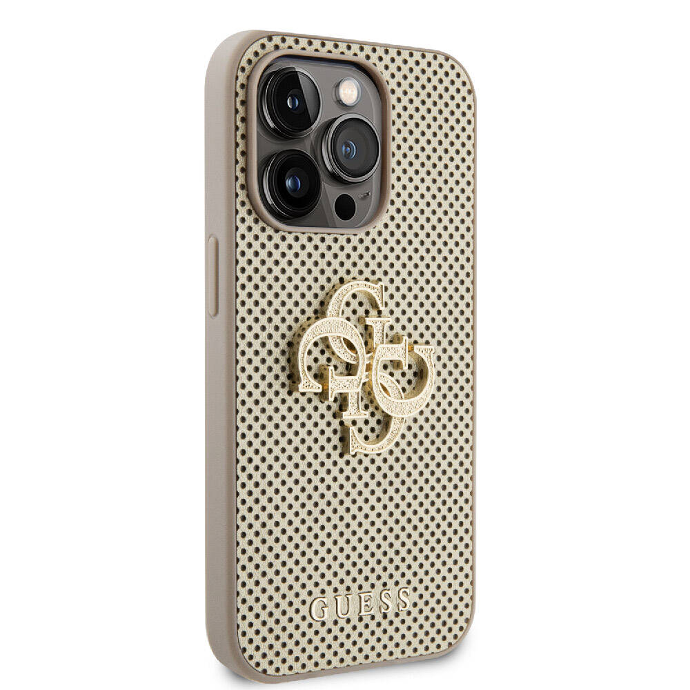Apple iPhone 15 Pro Max Uyumlu Kılıf Guess Orjinal Lisanslı Delikli Yazı ve 4G Glitter Büyük Metal Logolu Kapak - 10