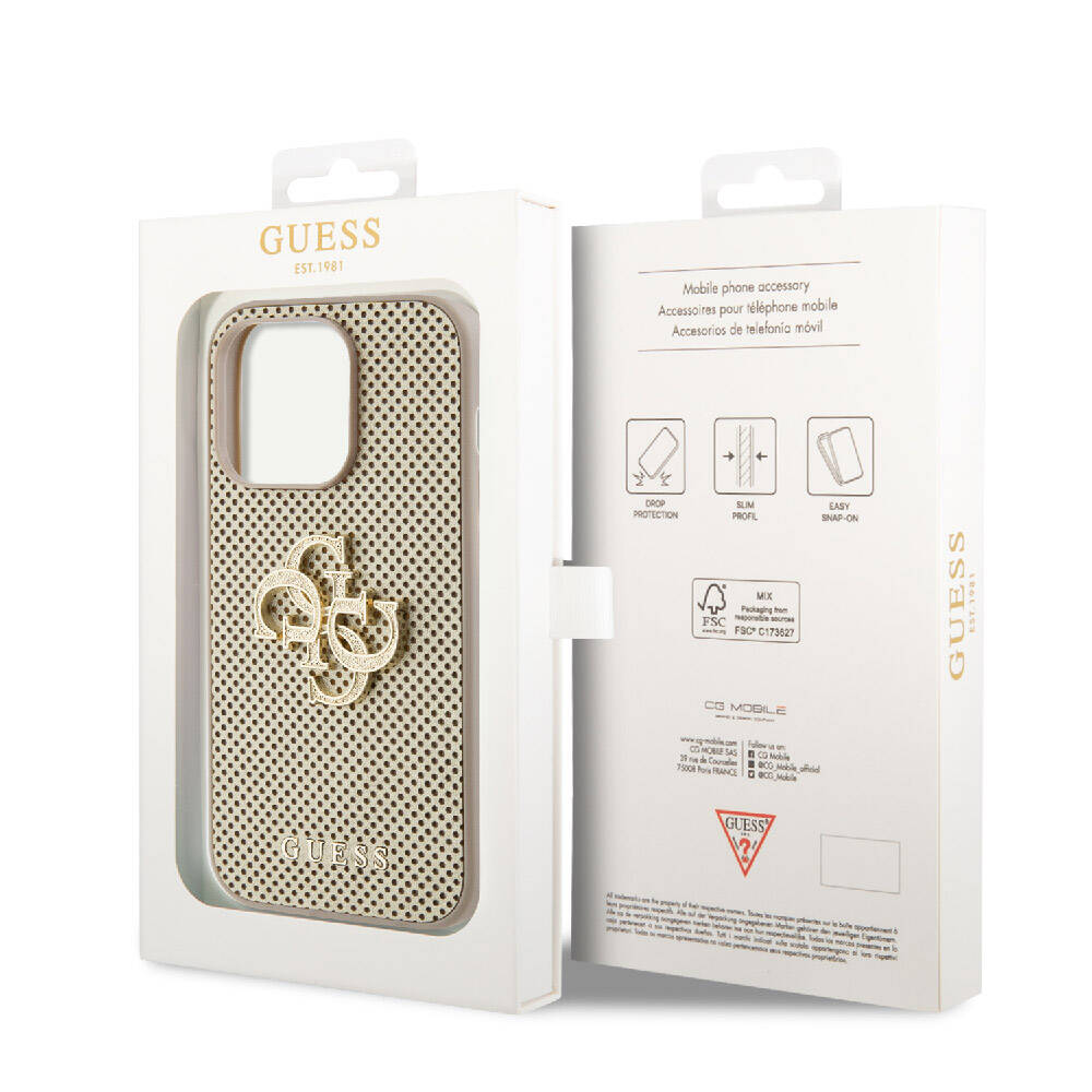 Apple iPhone 15 Pro Max Uyumlu Kılıf Guess Orjinal Lisanslı Delikli Yazı ve 4G Glitter Büyük Metal Logolu Kapak - 14