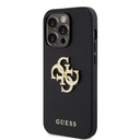 Apple iPhone 15 Pro Max Uyumlu Kılıf Guess Orjinal Lisanslı Delikli Yazı ve 4G Glitter Büyük Metal Logolu Kapak - 15