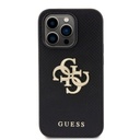 Apple iPhone 15 Pro Max Uyumlu Kılıf Guess Orjinal Lisanslı Delikli Yazı ve 4G Glitter Büyük Metal Logolu Kapak - 16