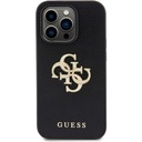 Apple iPhone 15 Pro Max Uyumlu Kılıf Guess Orjinal Lisanslı Delikli Yazı ve 4G Glitter Büyük Metal Logolu Kapak
