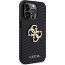 Apple iPhone 15 Pro Max Uyumlu Kılıf Guess Orjinal Lisanslı Delikli Yazı ve 4G Glitter Büyük Metal Logolu Kapak