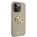Apple iPhone 15 Pro Max Uyumlu Kılıf Guess Orjinal Lisanslı Delikli Yazı ve 4G Glitter Büyük Metal Logolu Kapak