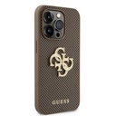 Apple iPhone 15 Pro Max Uyumlu Kılıf Guess Orjinal Lisanslı Delikli Yazı ve 4G Glitter Büyük Metal Logolu Kapak