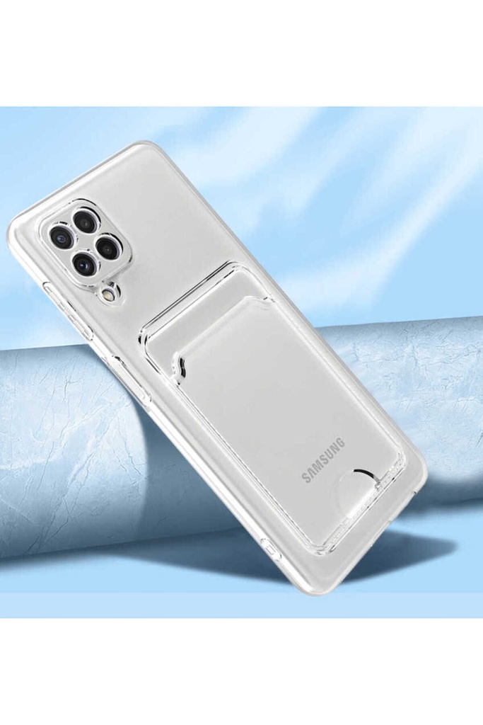 Megafox Teknoloji Samsung Galaxy A12 Uyumlu Kılıf Kartlıklı Şeffaf Setra Clear Silikon Kapak