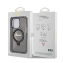 Apple iPhone 15 Pro Uyumlu Kılıf Guess Orjinal Lisanslı Magsafe Şarj Özellikli Simli Arka Yüzey Ring Standlı Kapak - 7