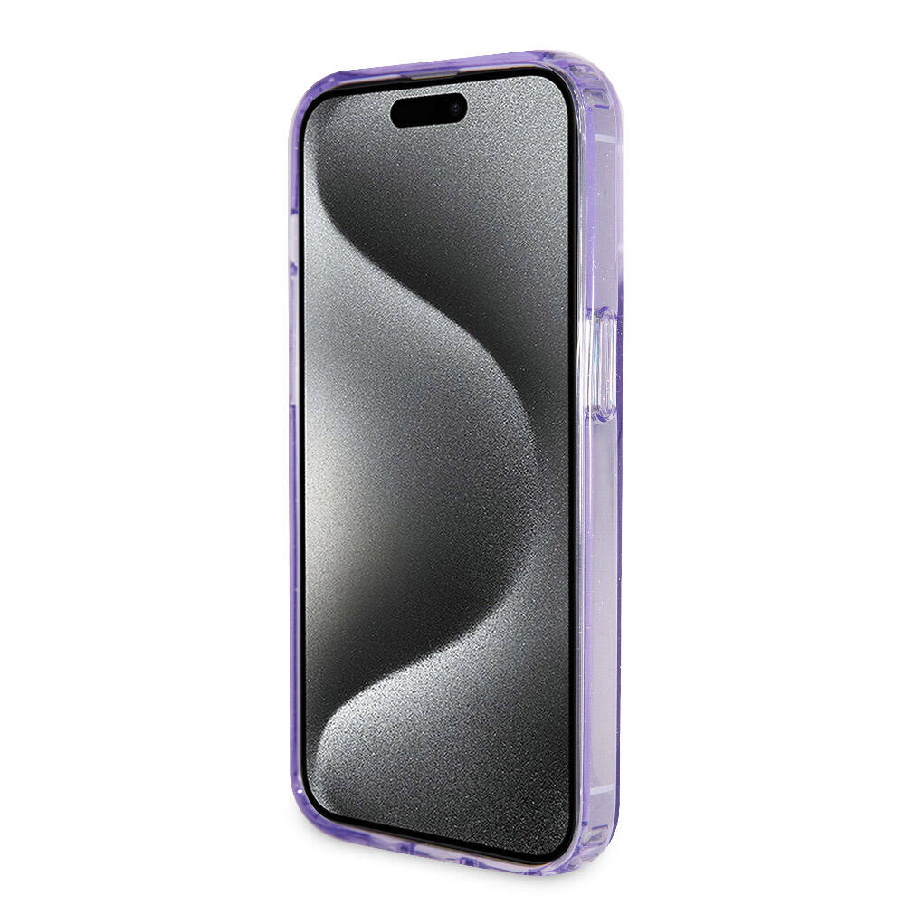 Apple iPhone 15 Pro Uyumlu Kılıf Guess Orjinal Lisanslı Magsafe Şarj Özellikli Simli Arka Yüzey Ring Standlı Kapak - 25