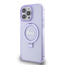 Apple iPhone 15 Pro Max Uyumlu Kılıf Guess Orjinal Lisanslı Magsafe Şarj Özellikli Simli Arka Yüzey Ring Standlı Kapak - 1