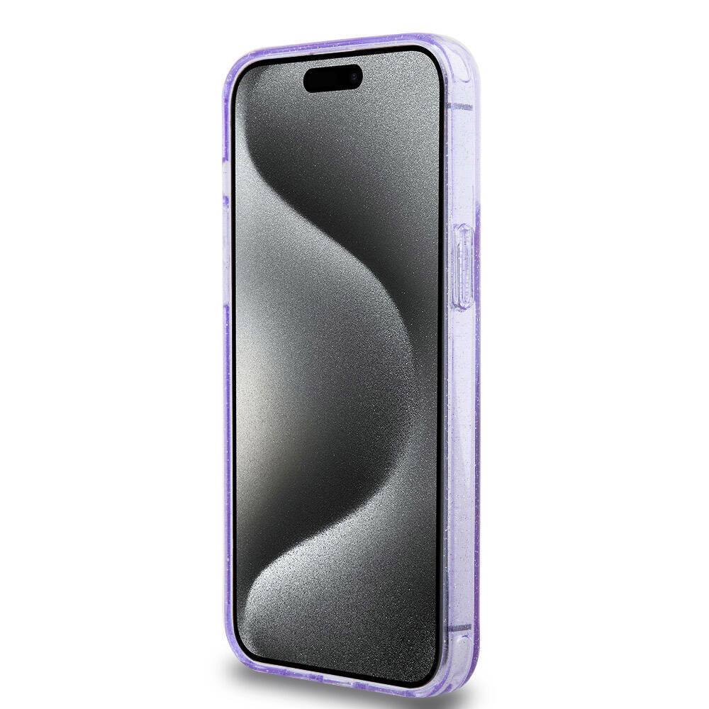Apple iPhone 15 Pro Max Uyumlu Kılıf Guess Orjinal Lisanslı Magsafe Şarj Özellikli Simli Arka Yüzey Ring Standlı Kapak - 4