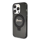 Apple iPhone 15 Pro Max Uyumlu Kılıf Guess Orjinal Lisanslı Magsafe Şarj Özellikli Simli Arka Yüzey Ring Standlı Kapak - 8