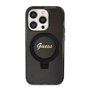 Apple iPhone 15 Pro Max Uyumlu Kılıf Guess Orjinal Lisanslı Magsafe Şarj Özellikli Simli Arka Yüzey Ring Standlı Kapak - 9