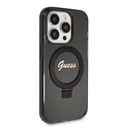 Apple iPhone 15 Pro Max Uyumlu Kılıf Guess Orjinal Lisanslı Magsafe Şarj Özellikli Simli Arka Yüzey Ring Standlı Kapak - 10