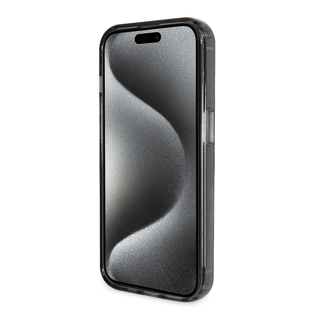 Apple iPhone 15 Pro Max Uyumlu Kılıf Guess Orjinal Lisanslı Magsafe Şarj Özellikli Simli Arka Yüzey Ring Standlı Kapak - 11