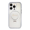 Apple iPhone 15 Pro Max Uyumlu Kılıf Guess Orjinal Lisanslı Magsafe Şarj Özellikli Simli Arka Yüzey Ring Standlı Kapak - 16