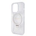 Apple iPhone 15 Pro Max Uyumlu Kılıf Guess Orjinal Lisanslı Magsafe Şarj Özellikli Simli Arka Yüzey Ring Standlı Kapak - 19