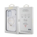 Apple iPhone 15 Pro Max Uyumlu Kılıf Guess Orjinal Lisanslı Magsafe Şarj Özellikli Simli Arka Yüzey Ring Standlı Kapak - 21