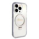 Apple iPhone 15 Pro Max Uyumlu Kılıf Guess Orjinal Lisanslı Magsafe Şarj Özellikli Simli Arka Yüzey Ring Standlı Kapak